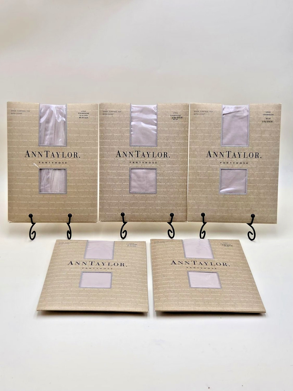 Vintage Ann Taylor Sheer Control Top Pantyhose Lycra Champagne Size Long Lot 5
